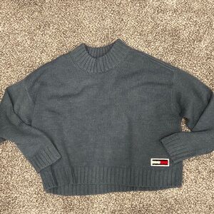 Tommy Hilfiger Slate Blue Cowl Neck Sweater with Logo Patch